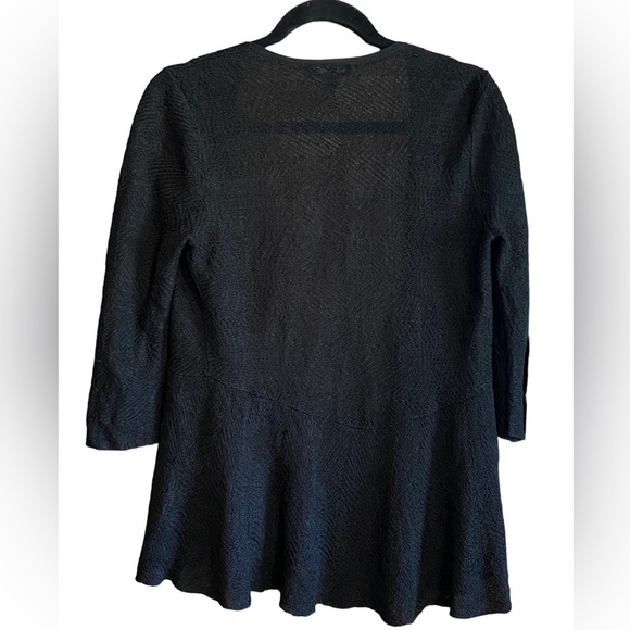 EILEEN FISHER Black Open Front Knitted Cardigan, Size MP - Picture 2 of 7